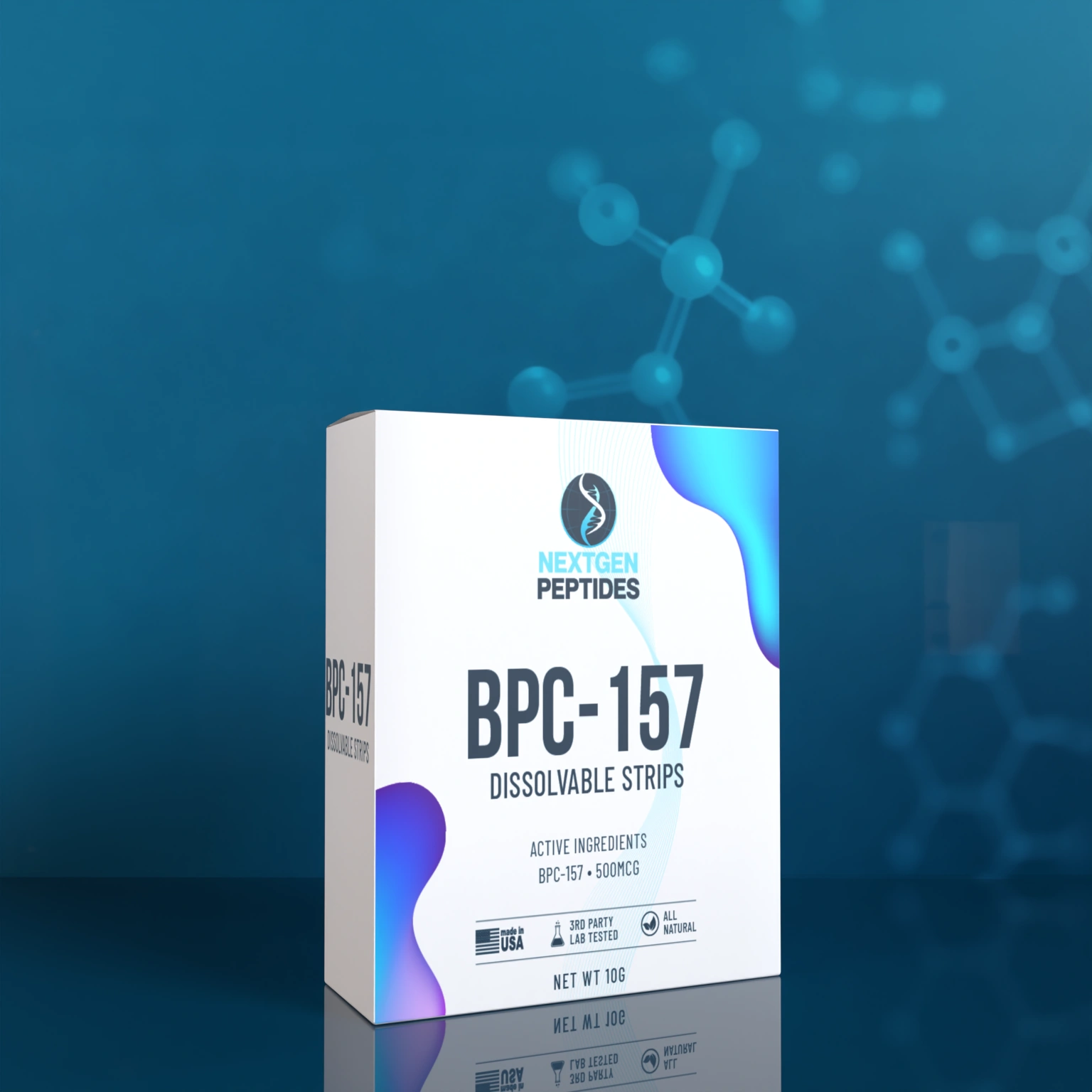 Nextgen Peptides BPC-157 Dissolvable Strips box, 500mcg